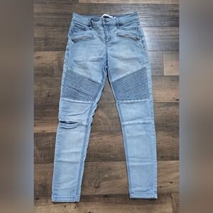 Tinseltown Light Blue Moto Jeggings.